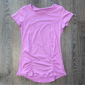 GAIAM Pink and Purple Ruched Short Sleeve Tee